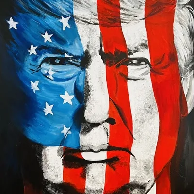President Donald Trump's Truth Social Profile Picture, shows his face painted with the flag of the United States, looking like the true war time President he is.