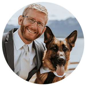 An image of the owner of AOD and his dog, serving the purpose of a testimonial regarding our digital marketing expertise and our help in growing their business.
